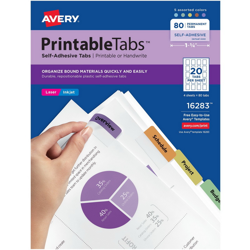 Avery Dennison Ave-16228 Self-adhesive Index Tabs With Printable for sale online 
