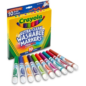 Crayola Ultra-Clean Washable Markers, Fine Bullet Tip, Classic Colors,  40/Set (587861)