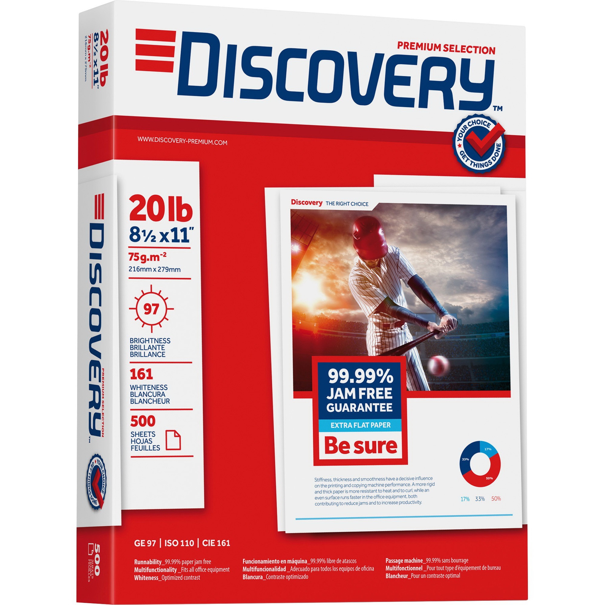 Discovery进口代理批发 Discovery 优质精选 3 孔打孔激光、喷墨复印和多用途纸 - 超白