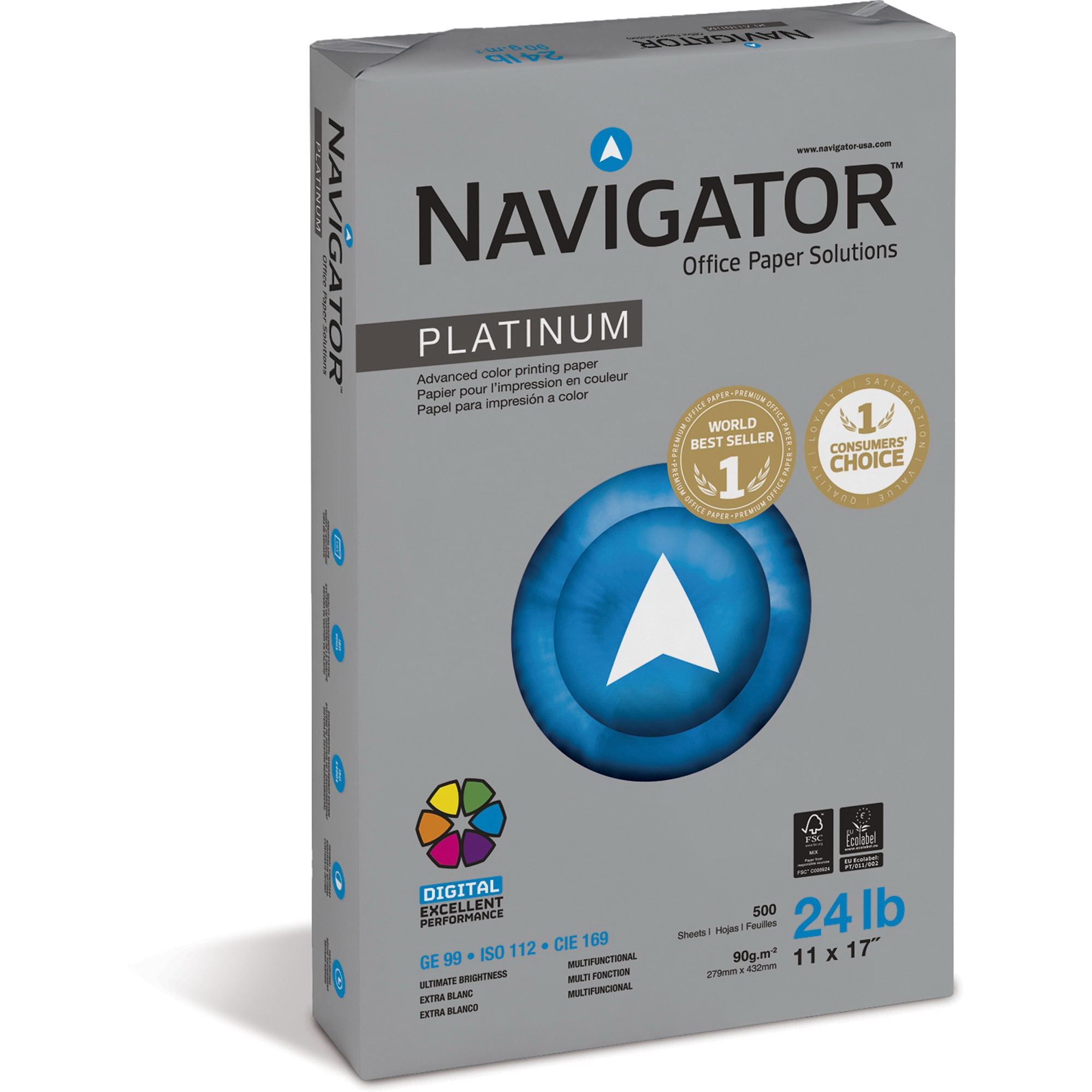 Soporcel进口代理批发 Navigator Platinum 数码复印和多用途纸 - 亮白色