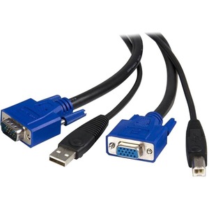 StarTech进口代理批发 StarTech.com 10 英尺二合一通用 USB KVM 电缆 - 视频/USB 电缆 - HD-15，4 针 USB B 型 (M) - 4 针 USB A 型，HD-15 - 10