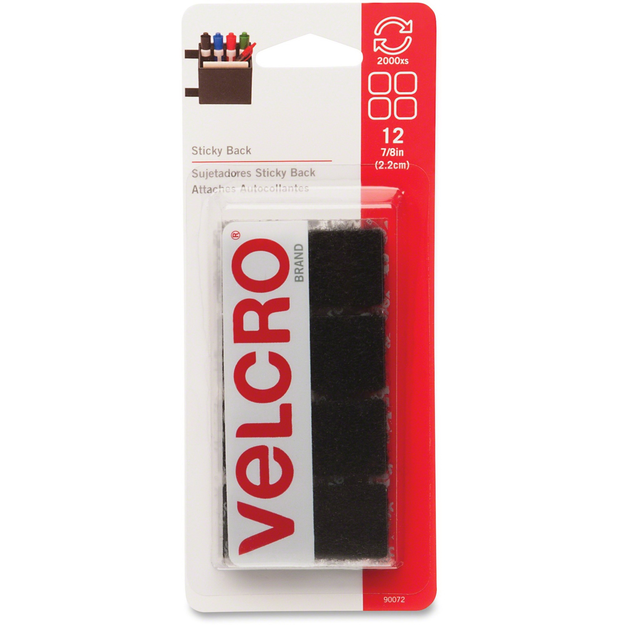 Velcro进口代理批发 VELCRO 品牌粘背方巾，7/8 英寸方巾，黑色，12 克拉