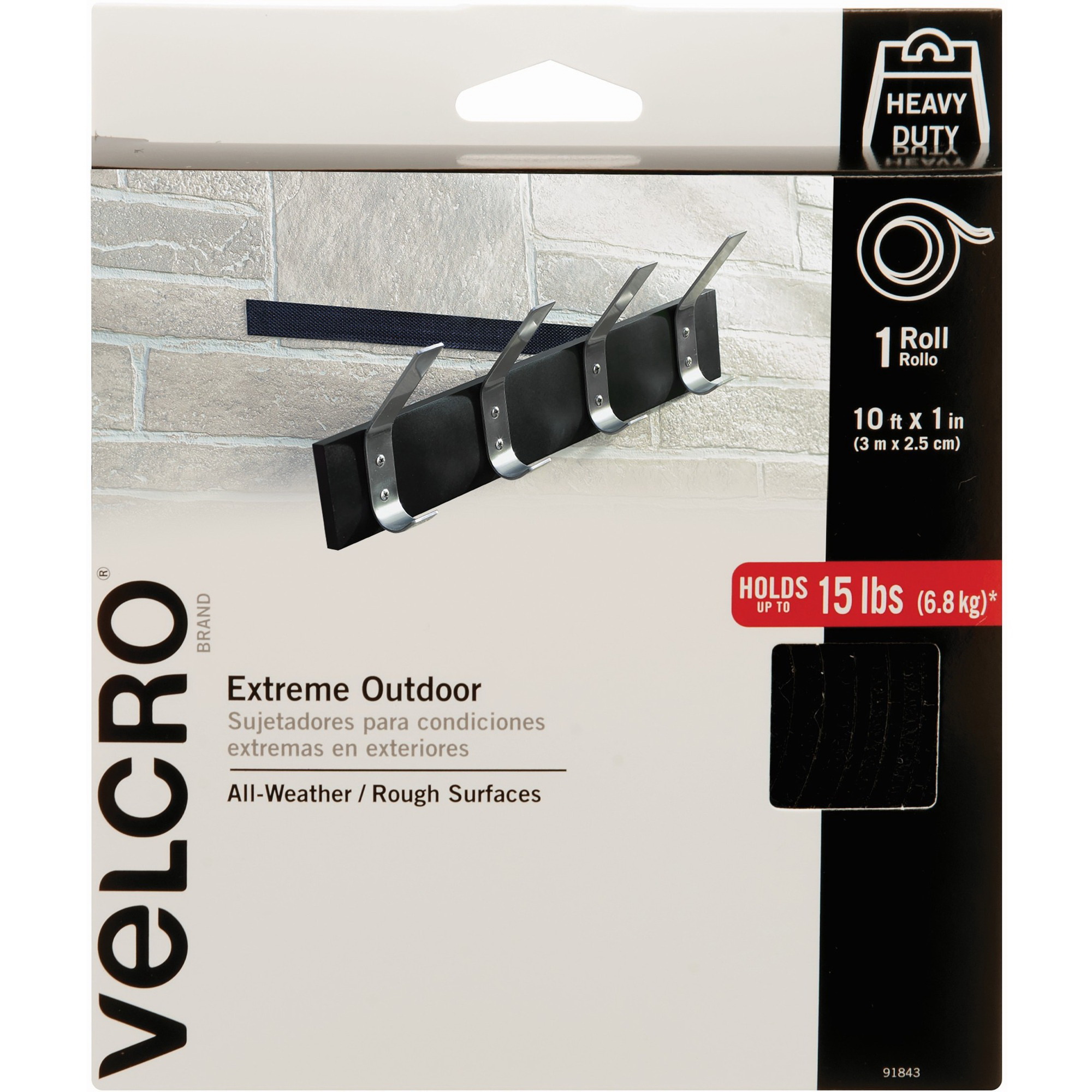 VELCRO Brand Extreme Outdoor Tape 10ft x 1in Roll Black