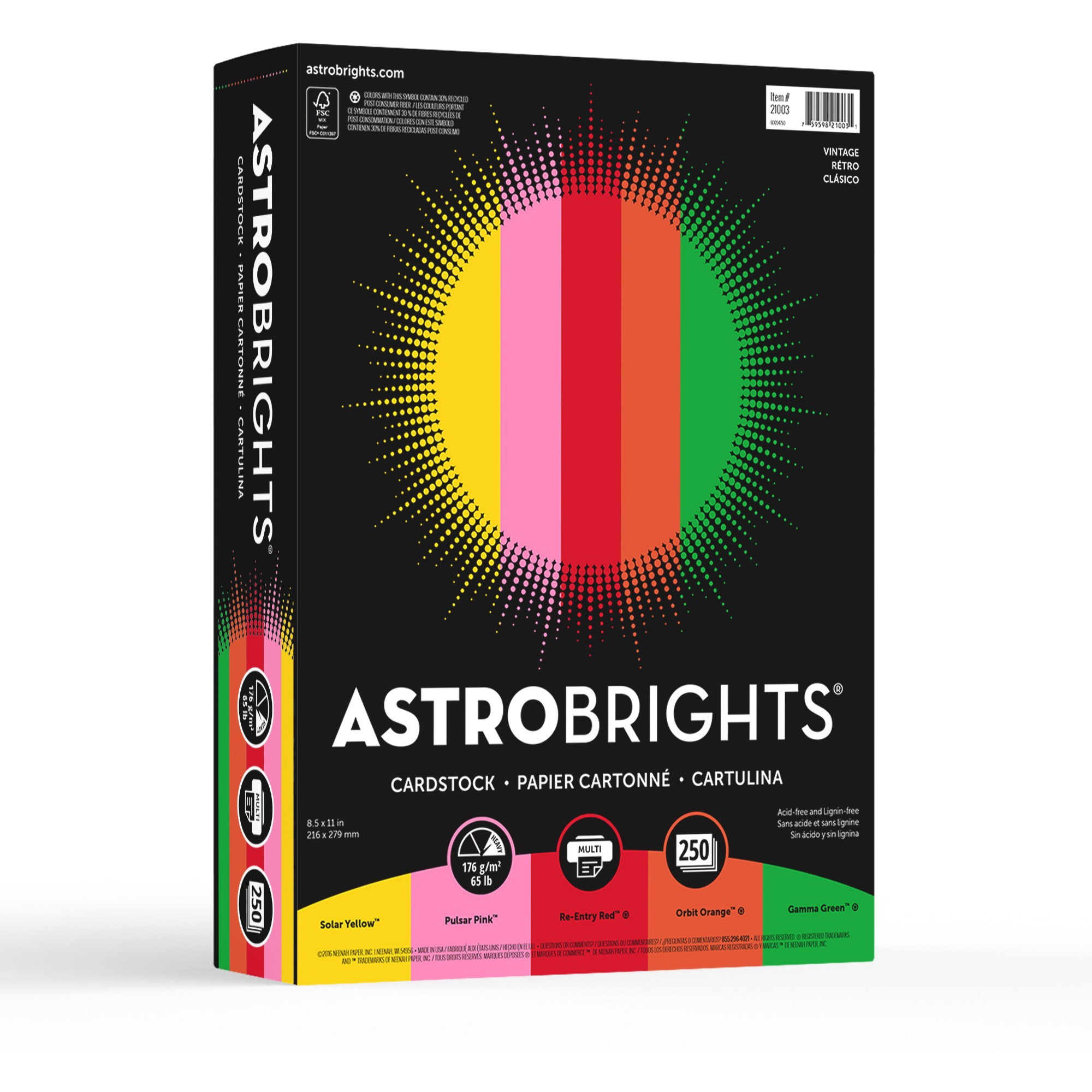 Astrobrights进口代理批发 Astrobrights 彩色卡片纸 - “复古”5 色分类