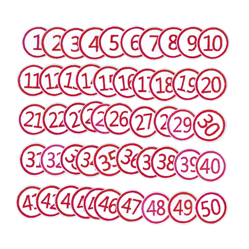 Muka 50 Pcs 1 - 50 Embroidery Number Patches Iron-on & Sew-on