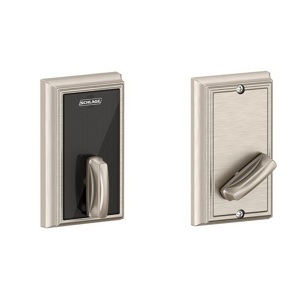 Schlage Electronics进口代理批发 Schlage Electronic BE467FADD619 Addison Control 无钥匙智能防火门锁，带 12398 门锁和 10116 Strike 缎面镍饰面