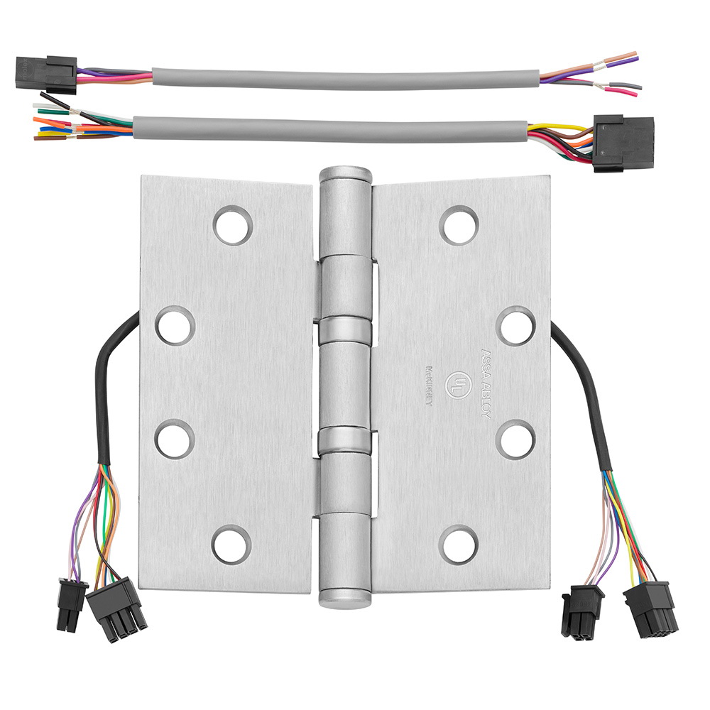 McKinney进口代理批发 McKinney TA271441226DQC12 4-1/2" x 4-1/2" 方角标准重量 5 关节球轴承 12 线电动铰链 缎面镀铬表面