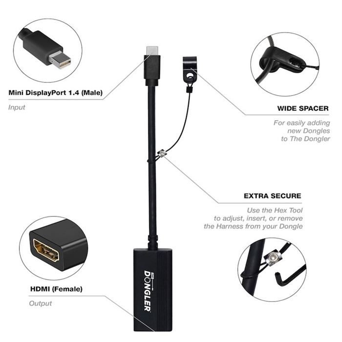 酷牌库|商品详情-Simply45进口代理批发 Simply45 DO-D002 Simply45 ProAV 4K Mini-DisplayPort 1.4 尾纤加密狗适配器