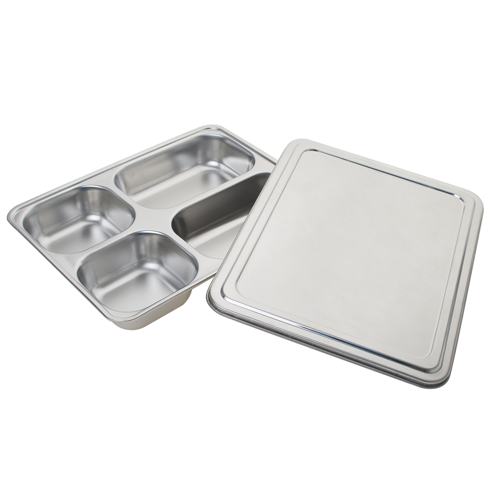 Stainless Steel Student Tray Divided Dinner Tray Lunch Container Food Plate 