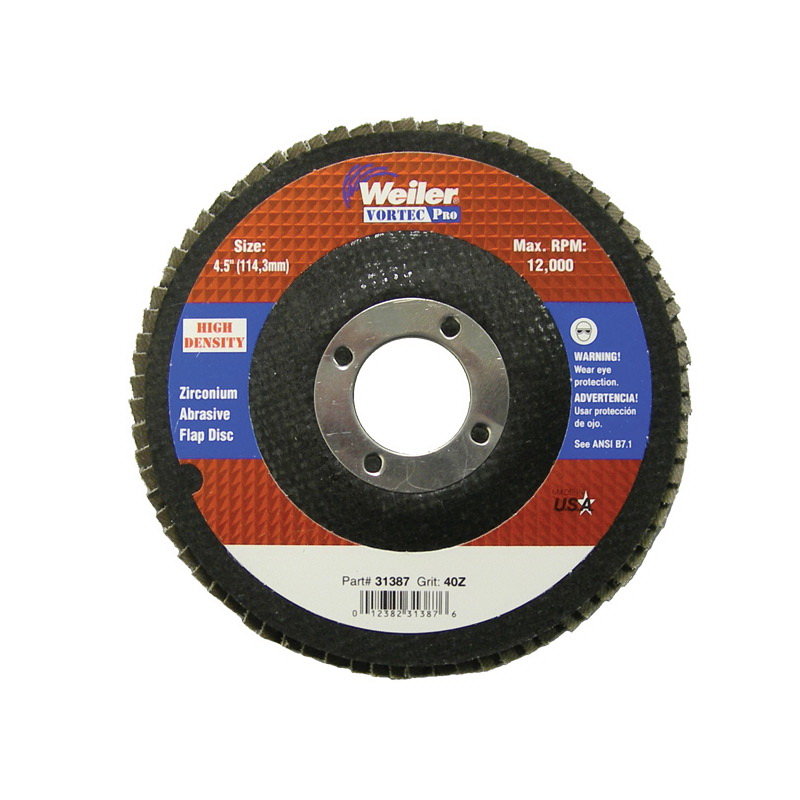 WEILER进口代理批发 WEILER 7131387 4-1/2" 直径，7/8" 心轴孔，40 锆砂粒度，最大 12,000转速