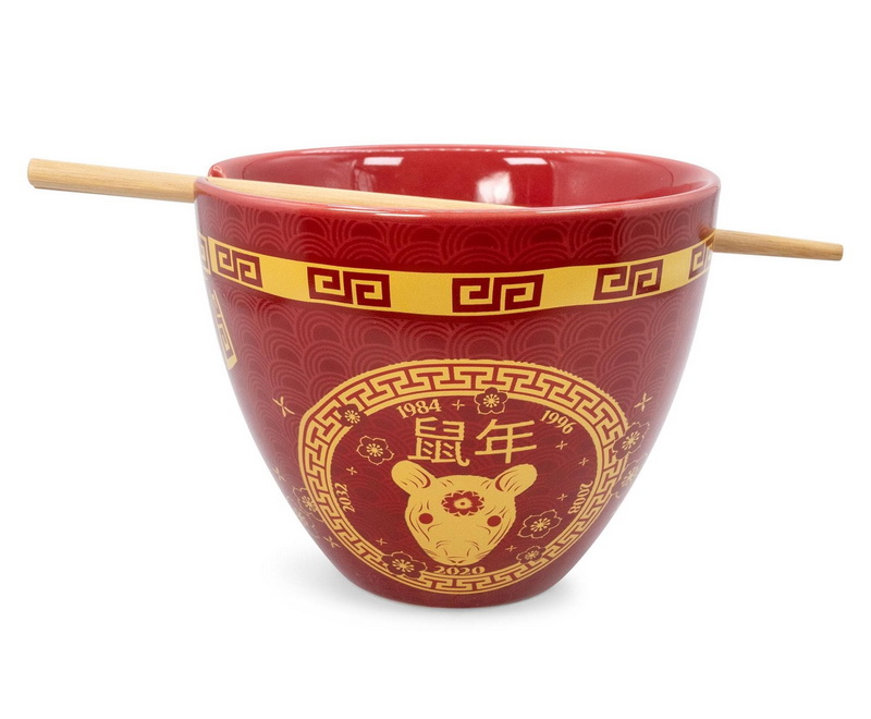 酷牌库|商品详情-Boom Trendz进口代理批发 Boom Trendz BTZ-BOWL-RAT-C 鼠年十二生肖 16 盎司拉面碗和筷子套装