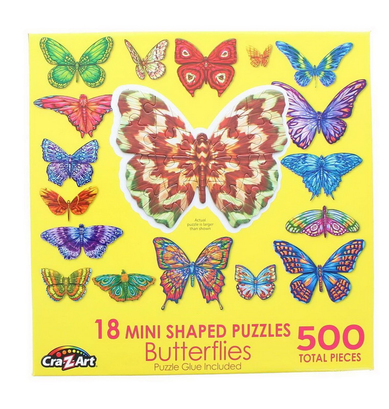 COLOR CODED SYSTEM 18 INDIVIDUAL BUTTERFLIES II SHAPED 500 PIECE PUZZLES 