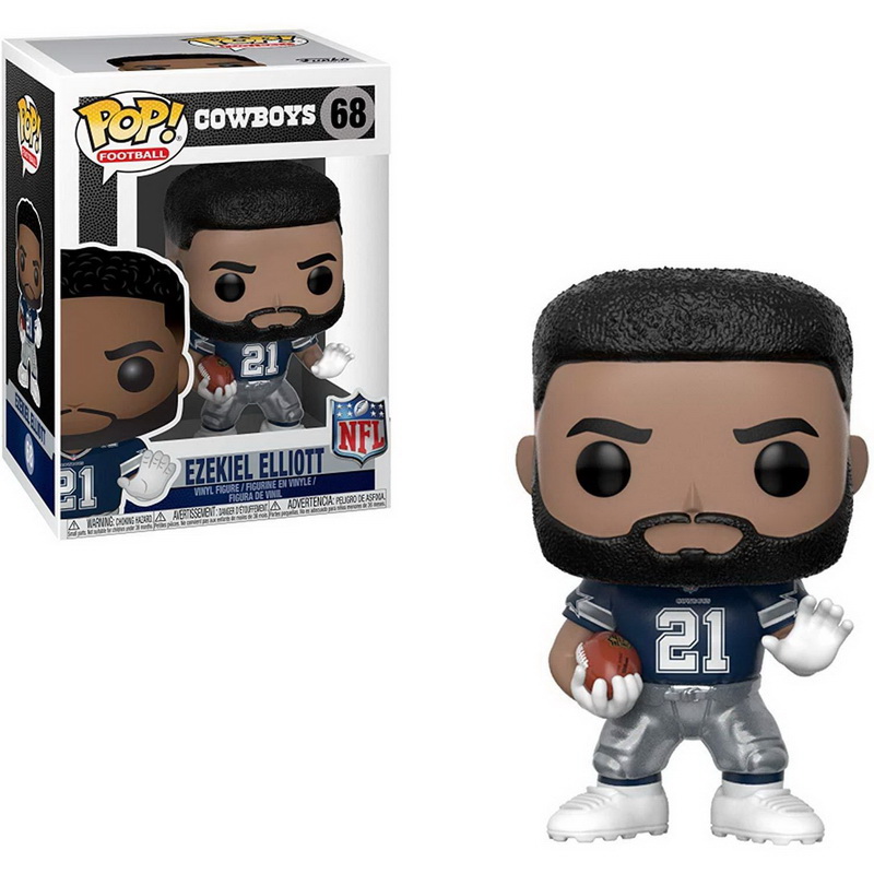 酷牌库|商品详情-Funko进口代理批发 Funko 达拉斯牛仔队 NFL Funko POP 乙烯基人形 - 以西结・埃利奥特客场制服