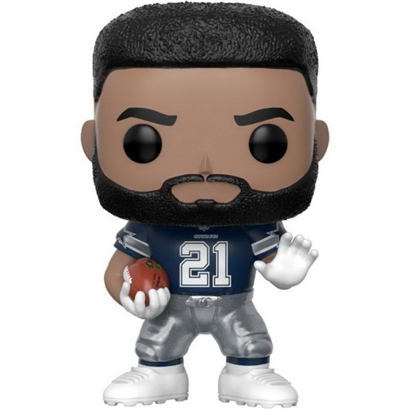 酷牌库|商品详情-Funko进口代理批发 Funko 达拉斯牛仔队 NFL Funko POP 乙烯基人形 - 以西结・埃利奥特客场制服