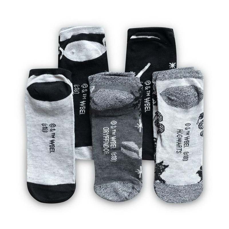 酷牌库|商品详情-HYP进口代理批发 Hypnotic Socks 哈利波特黑色和灰色成人短袜 - 5 件装