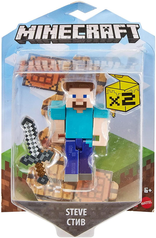 酷牌库|商品详情-Mattel进口代理批发 美泰 MAT-91924-C Minecraft 3.5 英寸核心人物组合 |史蒂夫