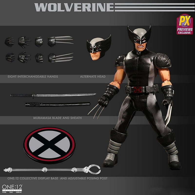 酷牌库|商品详情-Mezco Toyz进口代理批发 Mezco Toyz Marvel One:12 Collective 6 英寸 X-Force 金刚狼可动人偶，独家预览