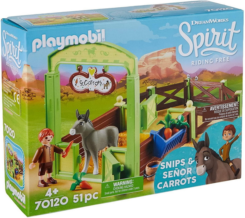 酷牌库|商品详情-PLAYMOBIL进口代理批发 PLAYMOBIL PMO-70120-C Playmobil 70120 Spirit 骑行免费剪刀和高级胡萝卜带马厩玩具套装