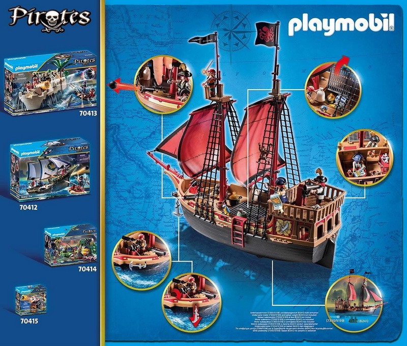 酷牌库|商品详情-PLAYMOBIL进口代理批发 PLAYMOBIL PMO-70411-C Playmobil 海盗 70411 骷髅海盗船 132 件套