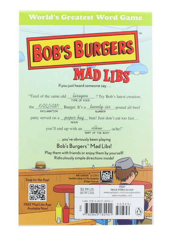 酷牌库|商品详情-Price Stern Sloan进口代理批发 Bob's Burgers Mad Libs 世界上最伟大的文字游戏