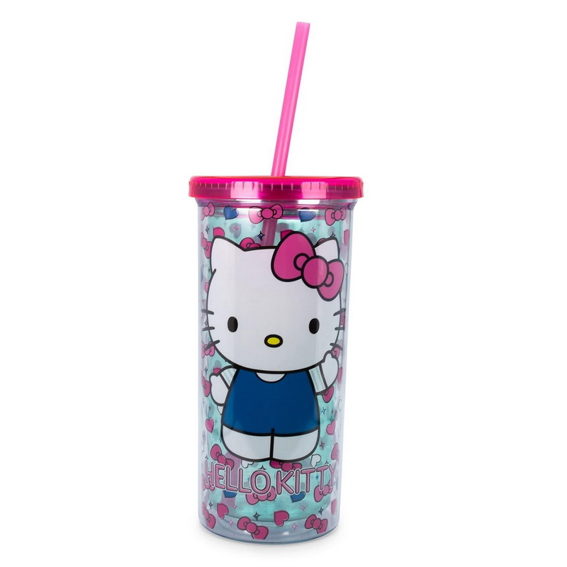 Silver Buffalo Sanrio Hello Kitty Rainbow Treats and Stars Water Bottle  with Lid | 28 Ounces