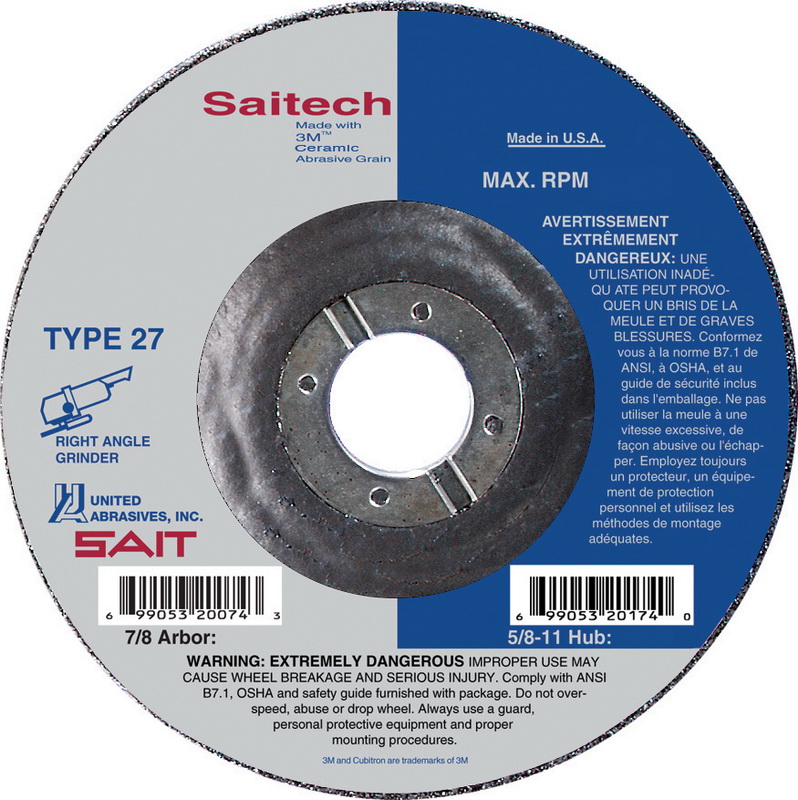 25-Pack United Abrasives-SAIT 21020 4-1/2 by 1/4 by 7/8 A24N Type 28 Grinding Wheel