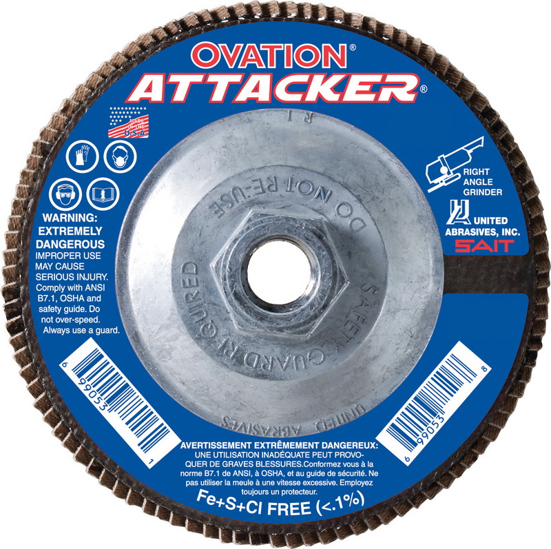 10 Pack 7 x 5/8-11 Z 120x United Abrasives SAIT 76361 Ovation Attacker Flap Disc