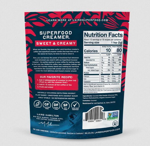 酷牌库|商品详情-Laird Superfood进口代理批发 Laird Superfood - Instafuel 咖啡奶精原味 - 6-8 盎司装