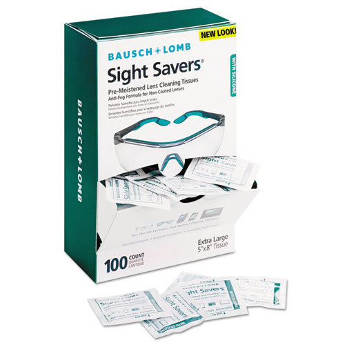 Bausch & Lomb进口代理批发 Bausch & Lomb BAL8576 Sight Savers 预湿硅胶防雾纸巾，8 x 5，100/盒