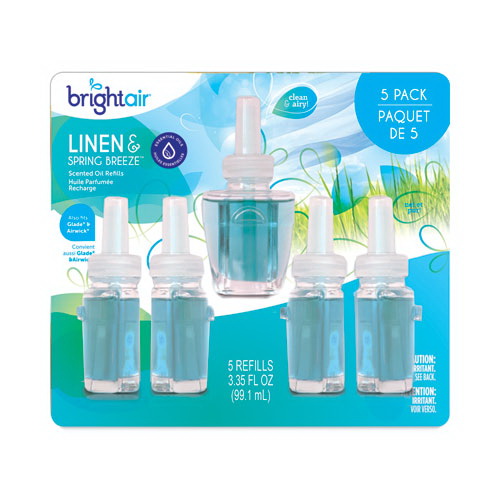 酷牌库|商品详情-BRIGHT Air进口代理批发 BRIGHT Air BRI900669 电动香薰油空气清新剂补充装，亚麻和春风，0.67 盎司瓶装，5 件/包