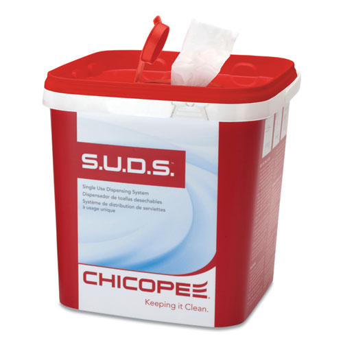 Chicopee进口代理批发 Chicopee CHI0727 带盖 SUDS 桶，7.5 x 7.5 x 8，红色/白色，6 个/箱