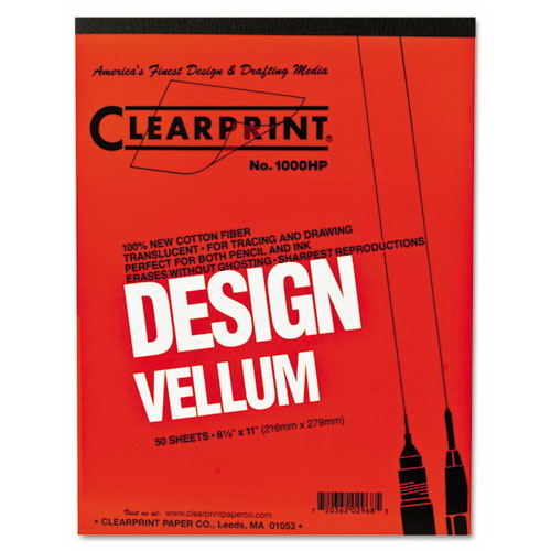 Clearprint进口代理批发 Clearprint CLE10001410 设计牛皮纸，16 磅布里斯托重量，8.5 x 11，半透明白色，50 张/垫