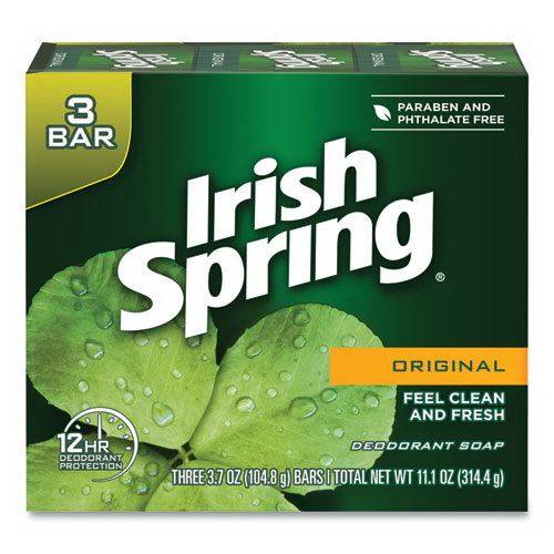 Irish Spring进口代理批发 Irish Spring CPC14177 香皂，洁净清新香味，3.75 盎司，3 条/包，18 包/箱