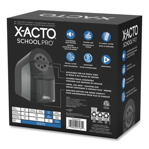 酷牌库|商品详情-X-ACTO进口代理批发 X-ACTO EPI1670X 型号 1670 School Pro 课堂电动卷笔刀，交流供电，4 x 7.5 x 7.5，黑色/灰色/烟色