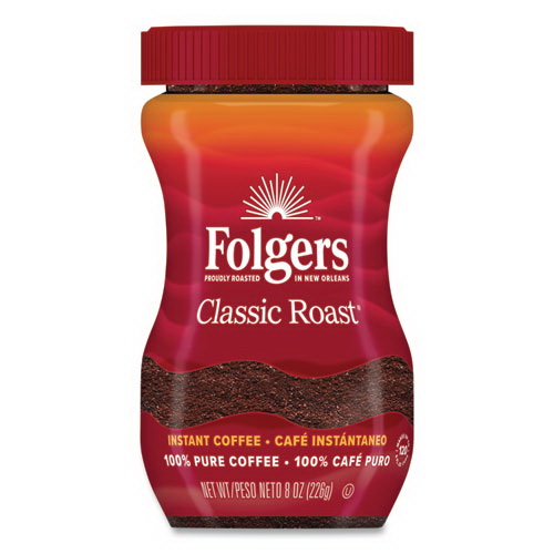 Folgers进口代理批发 Folgers FOL20629 速溶咖啡晶体，经典烘焙，8 盎司罐装，中号