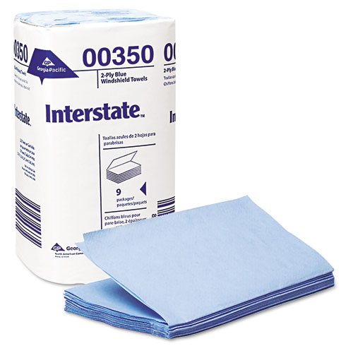 Interstate进口代理批发 Interstate GPC00350 两层单折汽车护理纸擦拭布，9.5 x 10.5，蓝色，250 个/包，9 包/箱