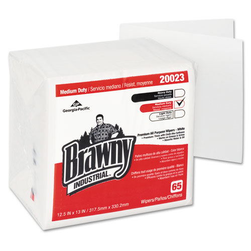 酷牌库|商品详情-Brawny Professional进口代理批发 Brawny Professional GPC20023 中型高级 DRC 1/4 折叠雨刷，1 层，13 x 12.5，无味，白色，65 片/包