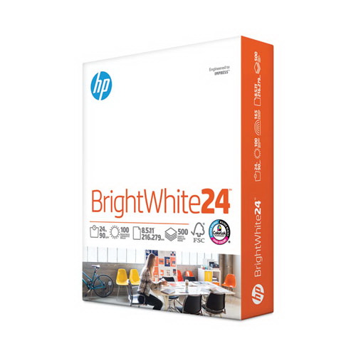 HP Papers进口代理批发 HP 纸张 HEW203000 Brightwhite24 纸，100 张亮色，24 磅证券纸重量，8.5 x 11，亮白色，500 张/令