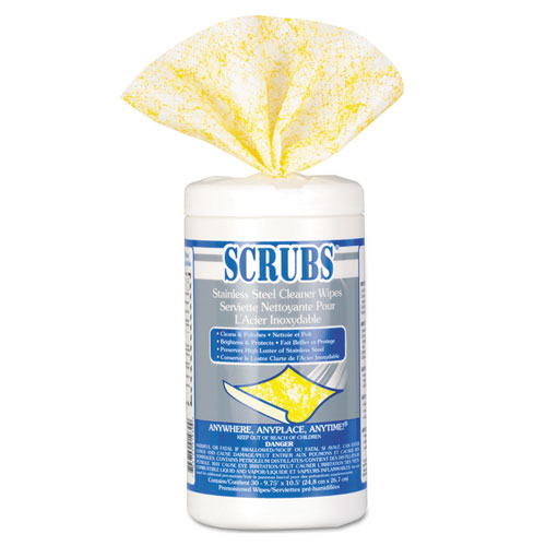 SCRUBS进口代理批发 SCRUBS ITW91930CT 不锈钢清洁毛巾，1 层，9.75 x 10.5，柠檬味，30 罐/罐，6 罐/箱