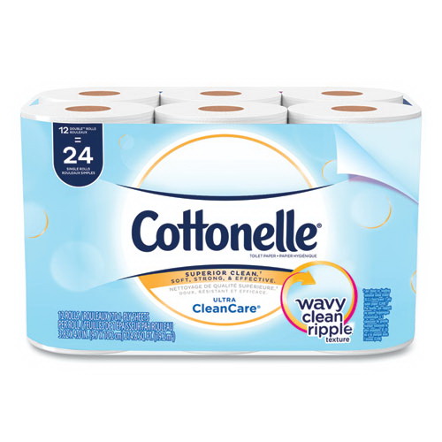 Cottonelle进口代理批发 Cottonelle KCC12456 清洁护理卫生纸，化粪池安全，一层，白色，170 张/卷，48 卷/箱