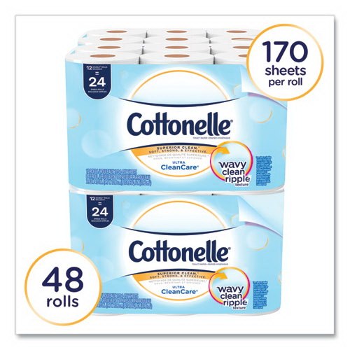 酷牌库|商品详情-Cottonelle进口代理批发 Cottonelle KCC12456 清洁护理卫生纸，化粪池安全，一层，白色，170 张/卷，48 卷/箱