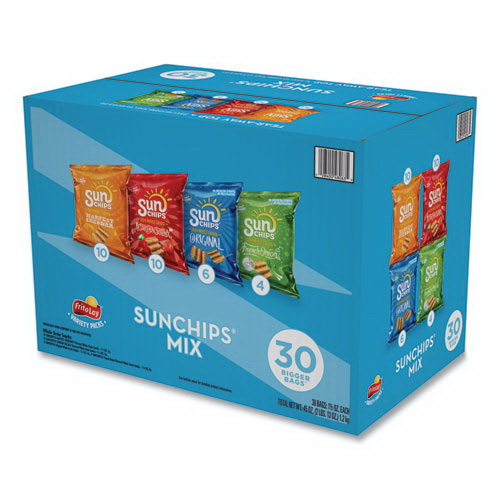 SunChips进口代理批发 SunChips LAY49932 多种混合，什锦口味，1.5 盎司袋装，30 袋/盒