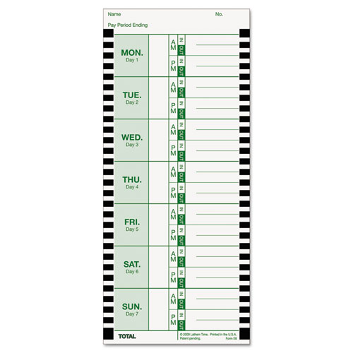 Lathem Time进口代理批发 Lathem Time LTHE8100 打卡卡，适用于 Lathem Time 800P，一侧，4 x 9，100 个/包