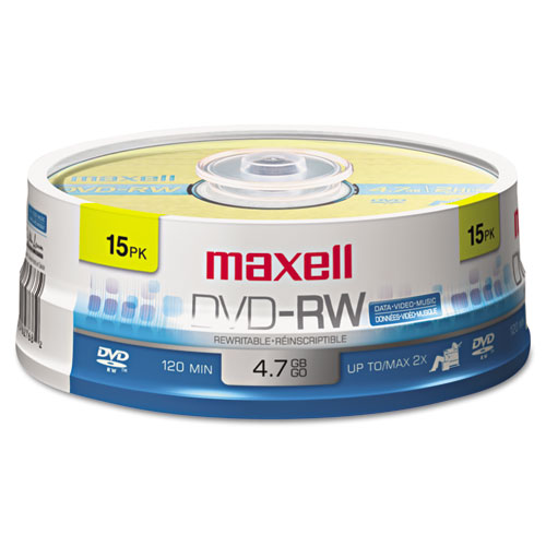 MAXELL CORP. OF AMERICA进口代理批发 美国 MAXELL CORP. OF AMERICA MAX635117 DVD-RW 可重写光盘，4.7 GB，2x，主轴，金色，15 张/包