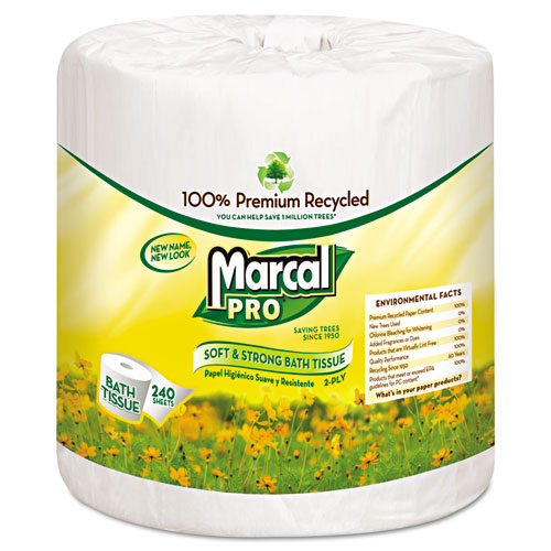 Marcal进口代理批发 Marcal MRC3001 100% 再生卫生纸，化粪池安全，2 层，白色，240 张/卷，48 卷/箱