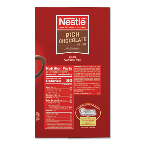 酷牌库|商品详情-Nestlé进口代理批发 Nestlé NES25485 热可可粉，浓郁巧克力，0.71 盎司，50/盒