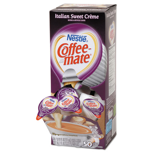 Coffee-mate进口代理批发 Coffee-mate NES84652CT 液体咖啡奶精，意大利甜奶油，0.38盎司迷你杯，50个/盒，4盒/箱，共200个/箱