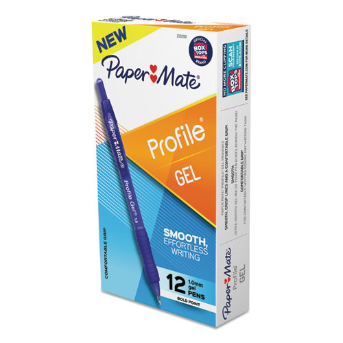 Paper Mate进口代理批发 Paper Mate PAP2102161 轮廓中性笔，可伸缩，粗体 1 毫米，蓝色墨水，半透明蓝色笔管，多支