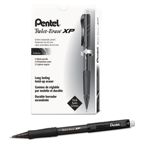 Pentel进口代理批发 Pentel PENQE419A Twist-Erase EXPRESS 自动铅笔，0.9 毫米，HB (#2)，黑铅，黑色笔杆，一打