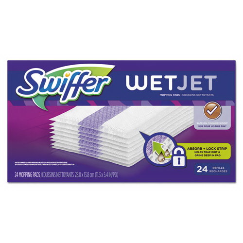 Swiffer进口代理批发 Swiffer PGC08443CT 湿喷射系统补充抹布，11.3 英寸 x 5.4 英寸，白色，24 片/盒，4 片/箱